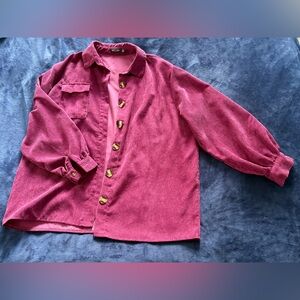 Magenta Corduroy Button-Up Shirt